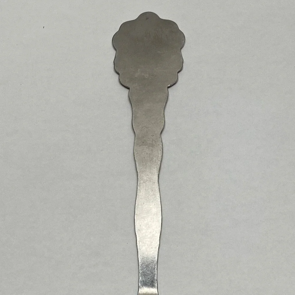 Vintage Madrid Spain Travel Souvenir Enamel Silvertone Spoon EUC‎
